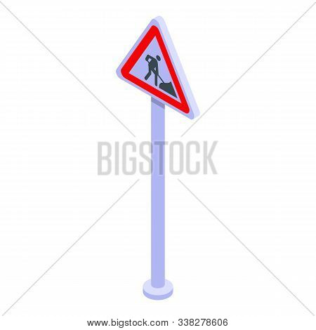 Road Works Sign Icon. Isometric Of Road Works Sign Vector Icon For Web Design Isolated On White Back