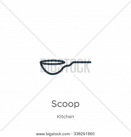 Scoop Icon. Thin Linear Scoop Outline Icon Isolated On White Background From Kitchen Collection. Lin