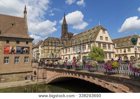 14.08.2019  Strasbourg City, Alsace, France. Ancient Medieval Center.  Old Custom House And Historic