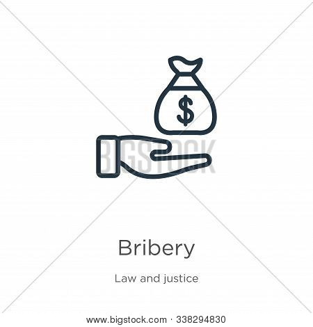 Bribery Icon. Thin Linear Bribery Outline Icon Isolated On White Background From Law And Justice Col