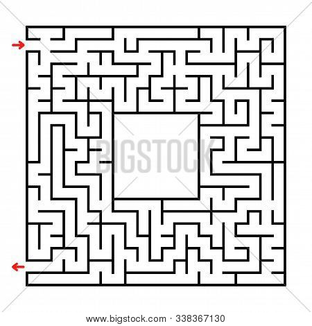 Abstract Square Maze. Developmental Game For Children. Simple Flat Vector Illustration Isolated On W