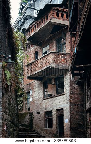 Old building closeup in Xiahao Old street in Chongqing, China.