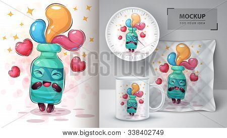 Love Botle Poster And Merchandising. Vector Eps 10
