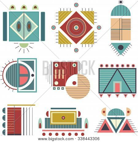 Eight Vector Tribal Icons. Geometric Vector Icons File.