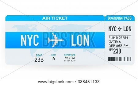 Airline Boarding Pass Tickets To Plane For Travel Journey. Airline Tickets. Vector Stock Illustratio