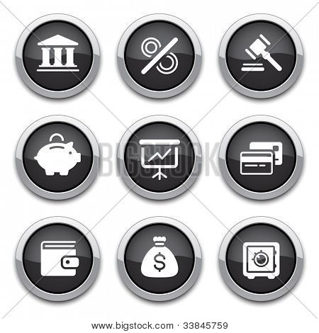botones de Finanzas brillante negro para diseño