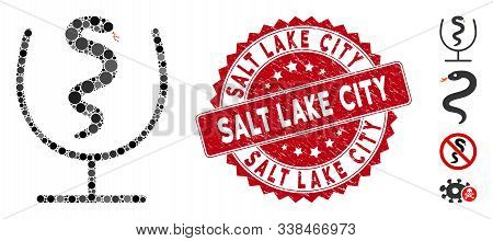Mosaic Snake Poison Icon And Distressed Stamp Watermark With Salt Lake City Text. Mosaic Vector Is C