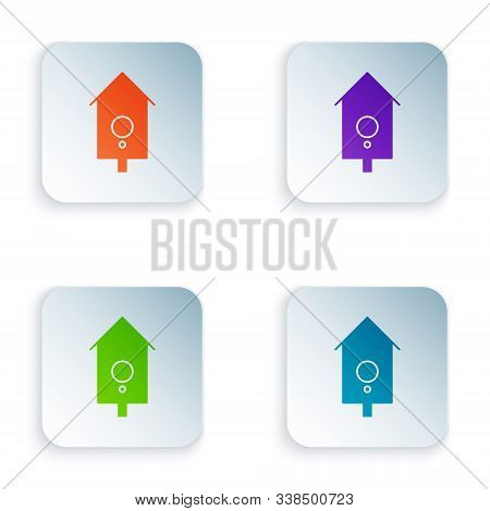 Color Retro Wall Watch Icon Isolated On White Background. Cuckoo Clock Sign. Antique Pendulum Clock.