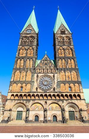 Bremen Cathedral Or Bremer Dom Is A Church Dedicated To St. Peter In The Market Square In Bremen, Ge
