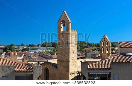 View Of Salon De Provence With Typical Bell Towers, France.