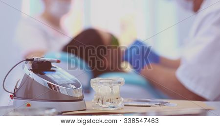 Dental Equipment Tools Dentist Medicine On Desk