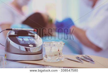 Dental Equipment Tools Dentist Medicine On Desk