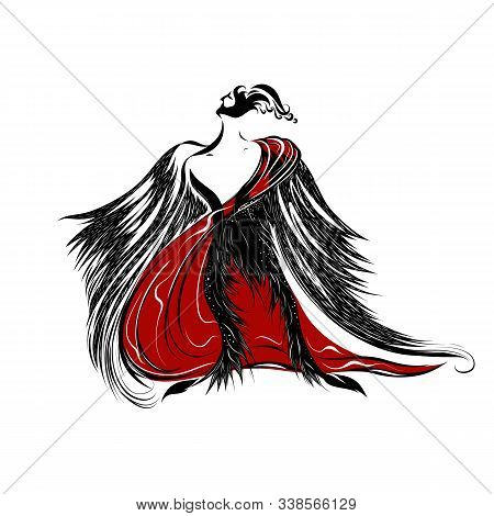 Actor Singing Song In Stage Costume Bird Isolated On White Background