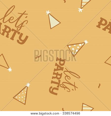 Vector Lets Party Celebration Hand Drawn Seamless Pattern