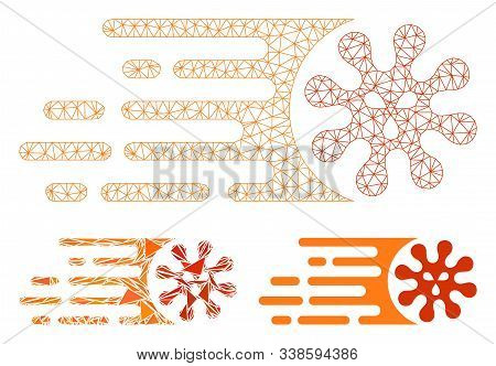 Mesh Gone Viral Model With Triangle Mosaic Icon. Wire Carcass Polygonal Mesh Of Gone Viral. Vector C