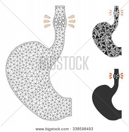 Mesh Esophageal Cancer Model With Triangle Mosaic Icon. Wire Carcass Triangular Mesh Of Esophageal C