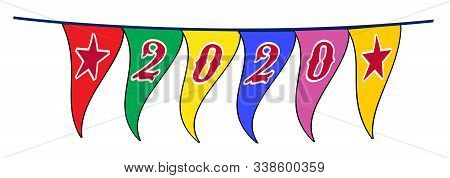 The Text 2020s As A Line Of Waving Bunting On A White Background
