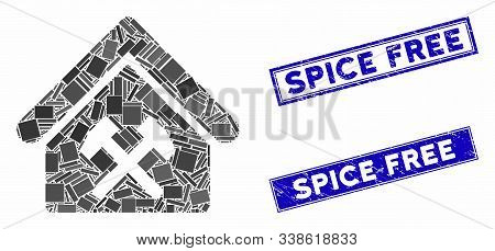 Mosaic Workshop Pictogram And Rectangle Spice Free Watermarks. Flat Vector Workshop Mosaic Pictogram