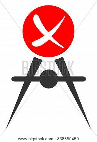 Quality Control Failed Raster Icon. Flat Quality Control Failed Pictogram Is Isolated On A White Bac