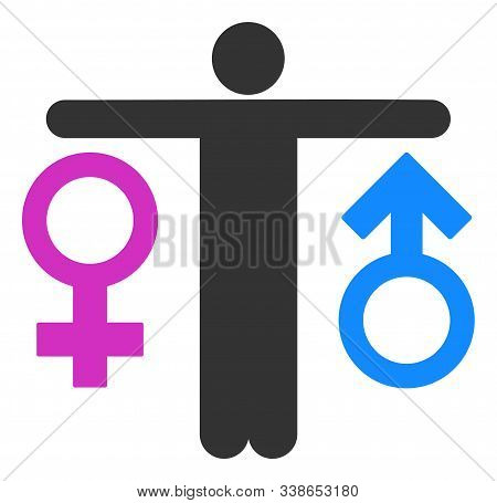 Bisexual Man Raster Icon. Flat Bisexual Man Pictogram Is Isolated On A White Background.