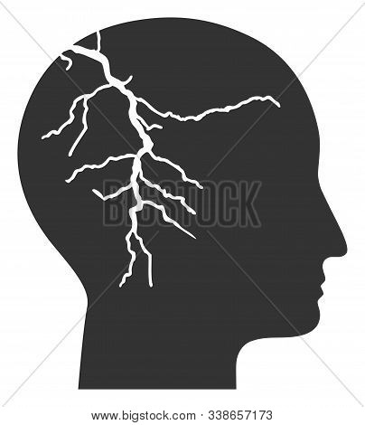 Head Cancer Raster Icon. Flat Head Cancer Pictogram Is Isolated On A White Background.