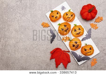 Funny Halloween Sushi Pumpkins Jack O Lantern, Sushi Monsters. Temari Sushi, Sushi Balls. Healthy Fo