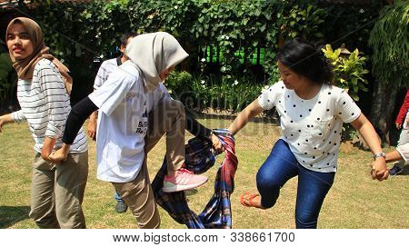A Group Of People Are Doing Game Activities To Support Team Cohesiveness, Magelang Indonesia, 30 Nov