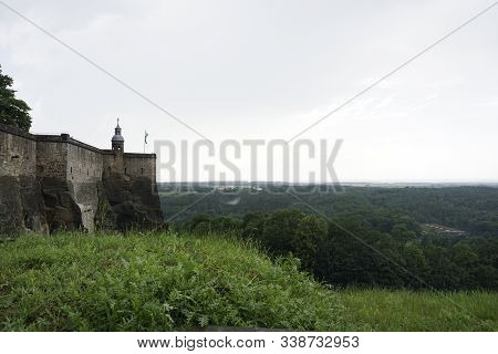 View From Konigstein Fortress Over Low Lands Of Saxon Switzerland, Germany