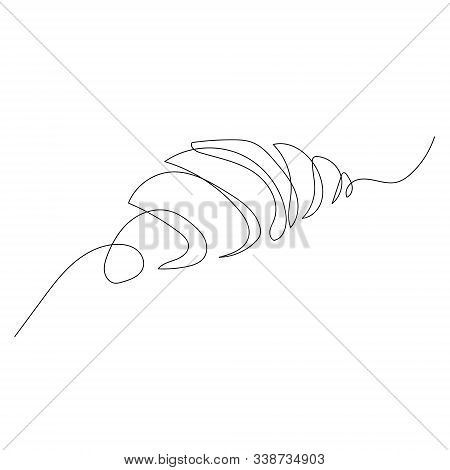 Continuous One Line Drawing Croissant. Vector Stock Illustration.