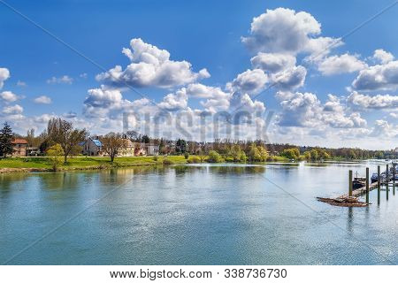 View Of Saone River Near Tournus City, France