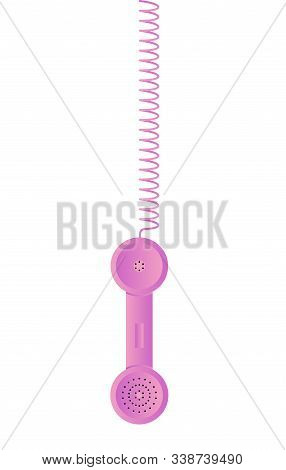 Hanging Telephone Receiver Of An Old Telephone. Vector Illustration On A White Isolated Background.