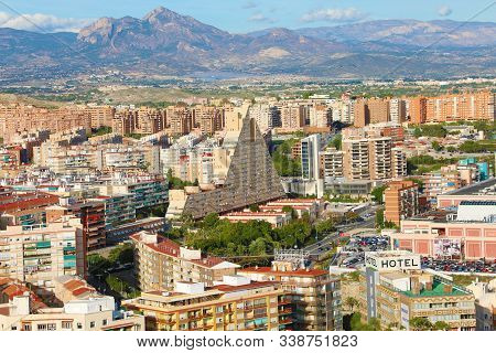 Alicante, Spain - November 29, 2019: Santa Barbara Castle And Cityscape Of Alicante, Spain