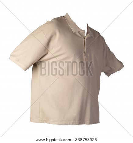 Short Sleeved Hakki T-shirt Isolated On White Background Cotton Shirt . Casual Style