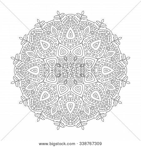 Vector Illustration Of Ornamental Mandala On White Background For Coloring.