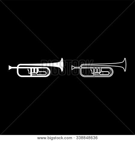 Trumpet Clarion Music Instrument Icon Outline Set White Color Vector Illustration Flat Style Simple 