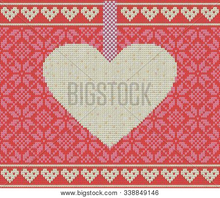 Seamless Pattern On The Theme Of Holiday Valentines Day With An Image Of The Norwegian And Fairisle 