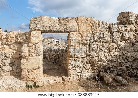 Jerusalem, Israel, December 07, 2019 : Archaeological Excavations Of The Crusader Fortress Located O