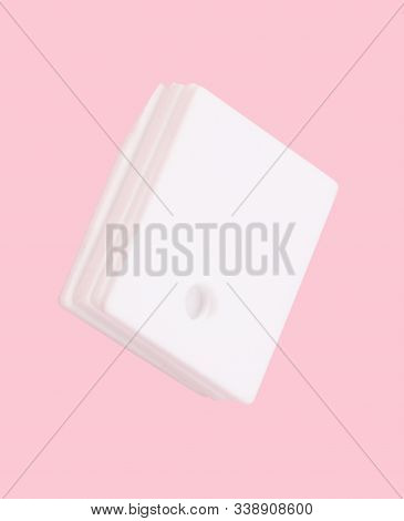 Ceramic Insulator On Isolated Pink Background At Dry Sunny Summer Day