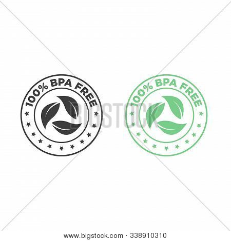 Bpa Free Vector Green Check Mark Certified Icon. Safe Food Package Stamp, Healthy Sin Bpa, Spanish S