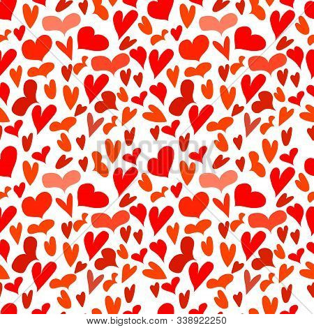 Seamless Pattern With Hearts On White Background. Vector Illustration. Valentine's Day Background. F
