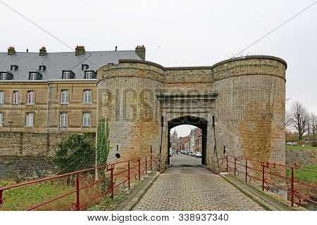 Gateway In Bergues City Walls In France