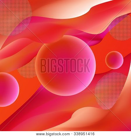 Red Vector Template Abstract Background With Curves Lines And Shadow. For Flyer, Brochure, Booklet A
