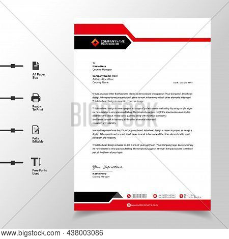Abstract Business Letterhead Template (red Modern A4 Letterhead Fully Print Ready And Customizable)