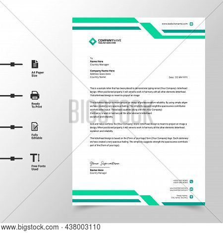 Abstract Business Letterhead Template (green Modern A4 Letterhead Fully Print Ready And Customizable
