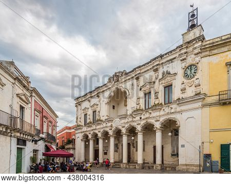 Nardo,italy - September 4,2021 - View At The Old Building Of Court House In Place Salandra Of Nardo.
