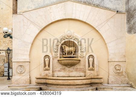 Nardo,italy - September 4,2021 - View At The Fountain Near Church Of San Domenico In Nardo. Nardo Is