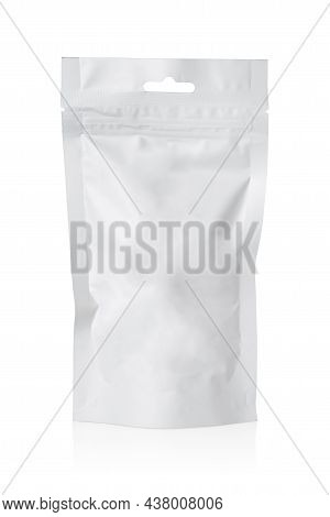 White Plastic Stand-up Pouch Bag Isolated On White Background,