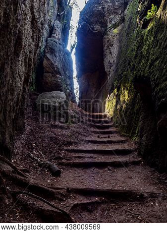 Detail Of Labyrint Path Between Sandstone Cliff Kokorin Area At Mseno Town,  Czech Republic