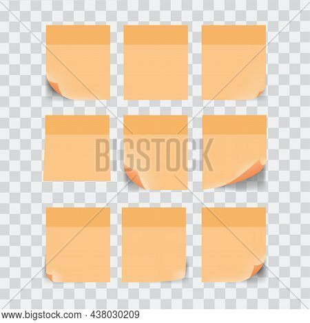Realistic Sticker Set. Collection Of Sheets For Reminders And Recording Important Information. Strai