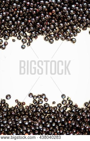 Black Currant Set Of Fruits On A White Background. View From Above. Set Full Depth Of Field.